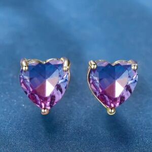 Chic Heart-Shaped Pink and Purple Earrings
